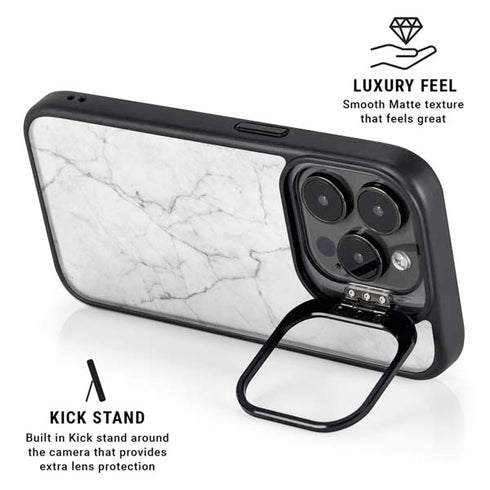 White Marble iPhone 13 Pro Kickstand Case